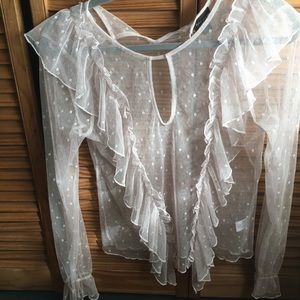 Free Press see through ruffled blouse